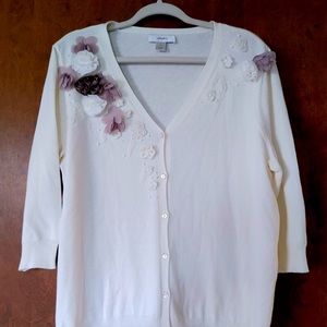C.J.Banks cream white cardigan sweater size 1x